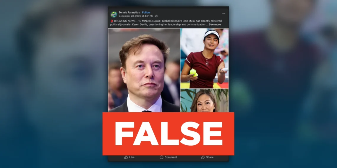 FACT CHECK: Elon Musk and Karen Davila did not argue over Alex Eala