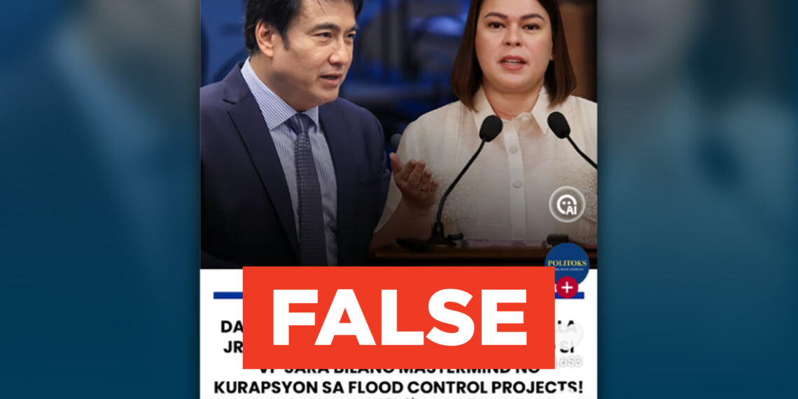 FACT CHECK: There is no verified evidence that former Senator Bong Revilla Jr. accused Vice President Sara Duterte of masterminding flood control corruption