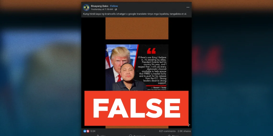 FACT CHECK: Trump did NOT promise to secure Duterte’s ICC release