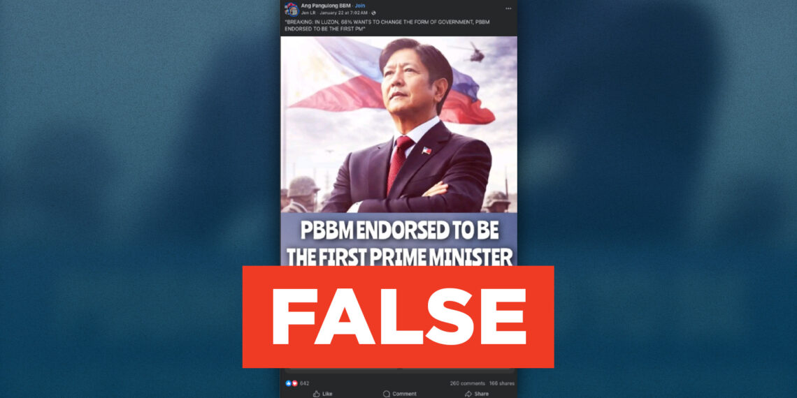 FACT CHECK: No credible poll shows President Marcos endorsed as first Prime Minister in the Philippines