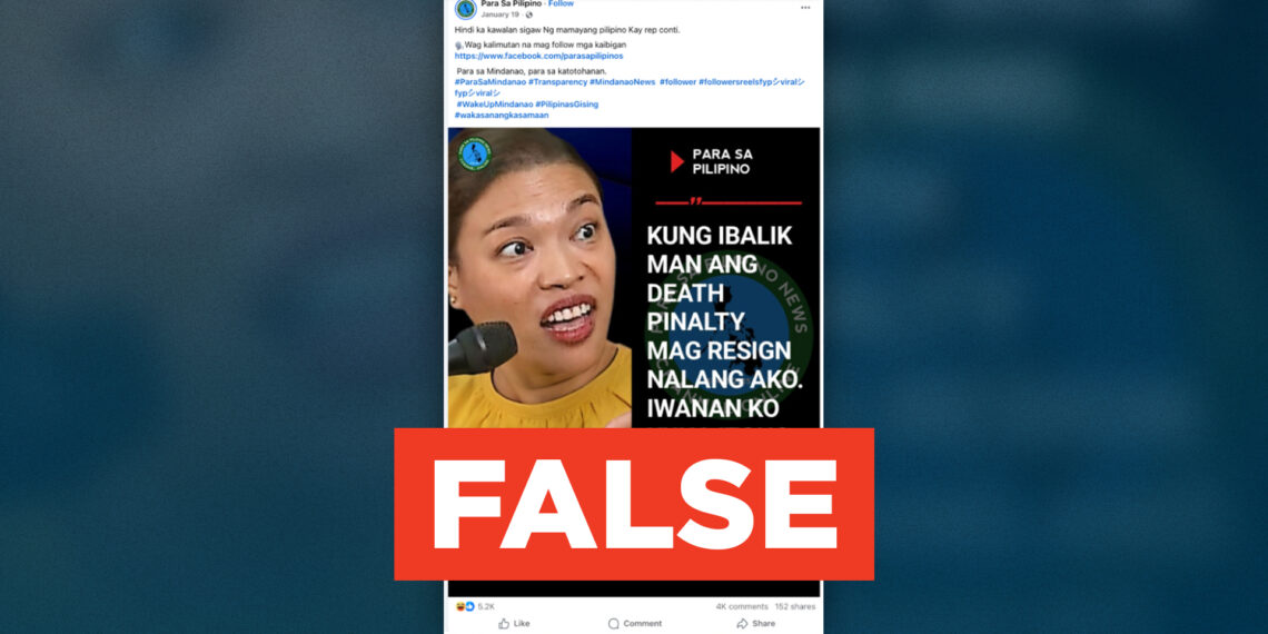 FACT CHECK: Kristina Conti did not say she would resign over death penalty reinstatement