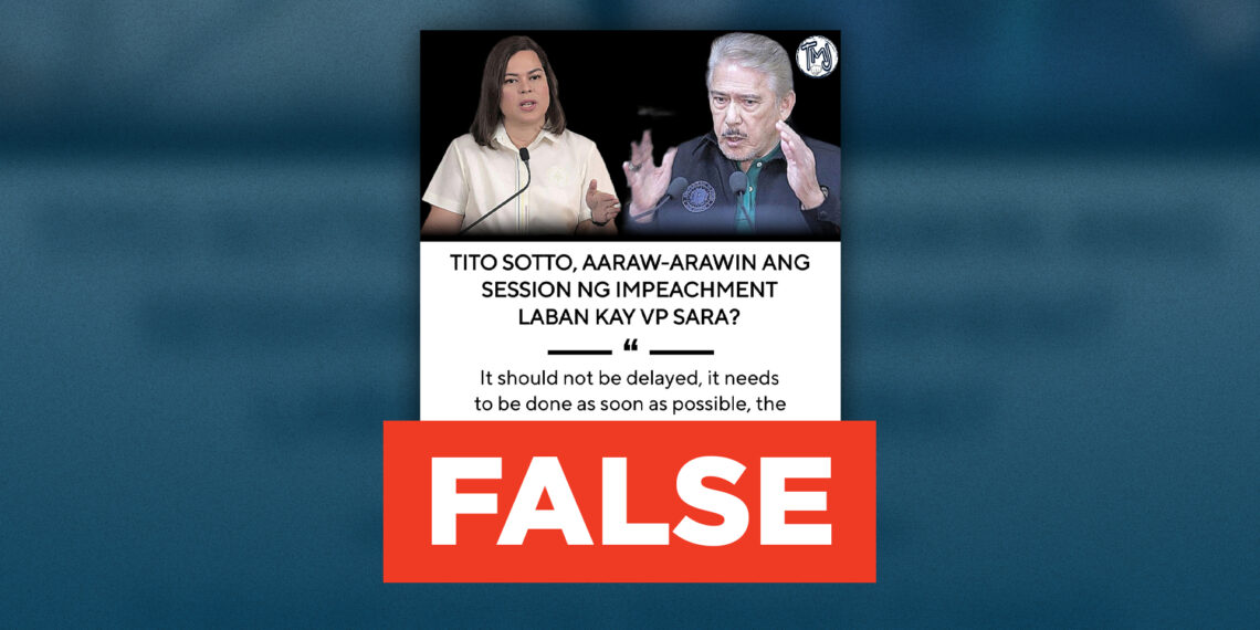 FACT CHECK: Sen. Tito Sotto did not say impeachment proceedings against VP Sara Duterte will be held everyday.