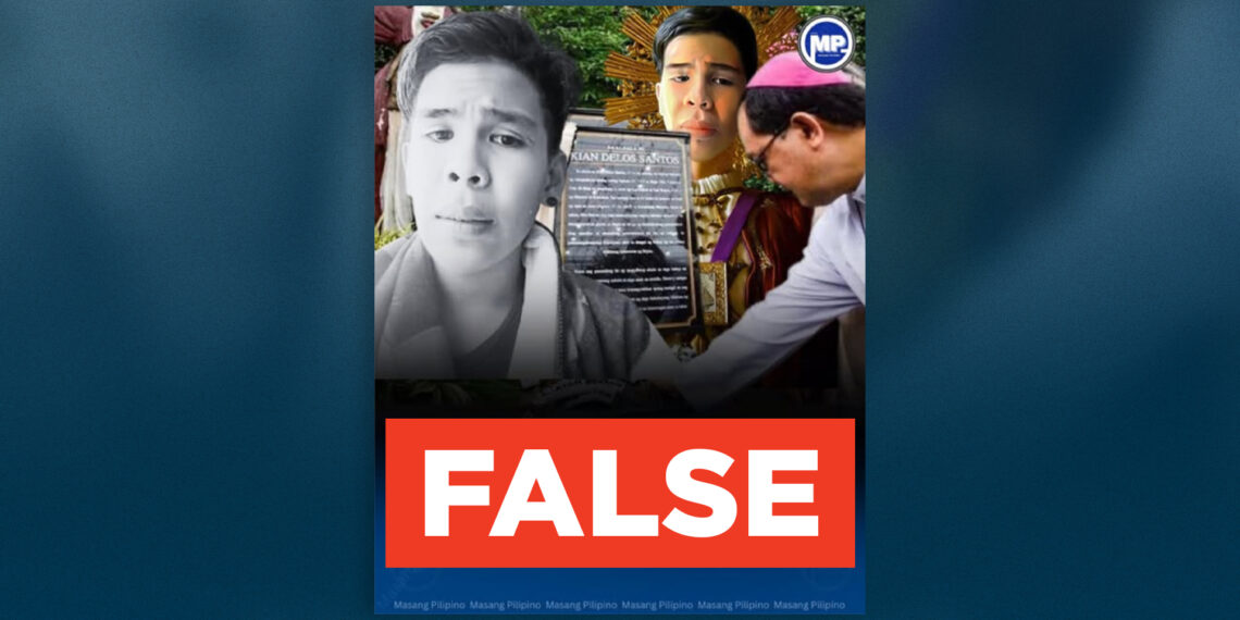 FACT CHECK: Hindi ginawang santo si Kian delos Santos ng Simbahang Katolika 
