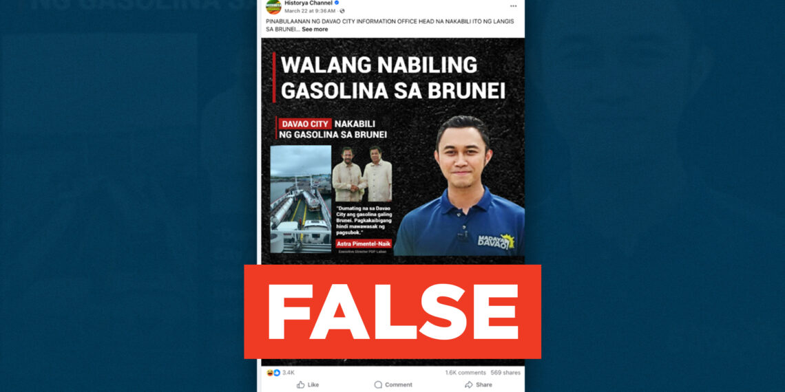 FACT CHECK: No proof Davao City received oil supply from Brunei