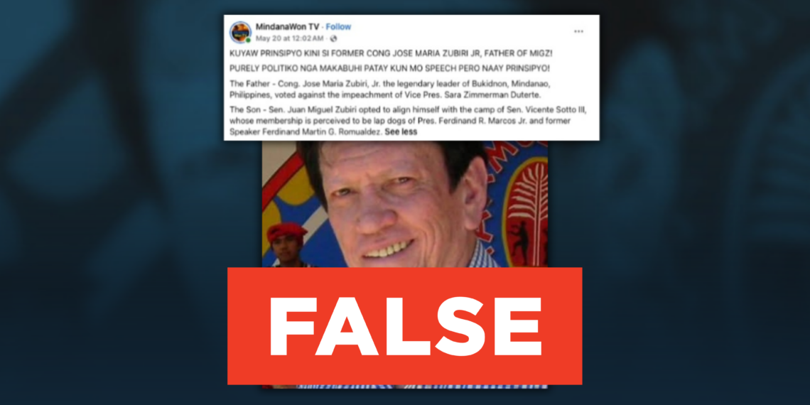 FACT CHECK: Claims that former Bukidnon representative Joe Zubiri voted against the impeachment of Vice President Sara Duterte are false