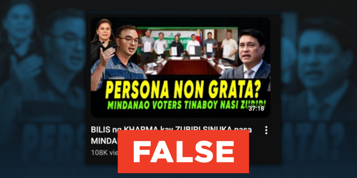 FACT CHECK: Senator Migz Zubiri is NOT declared “persona non grata” in Mindanao