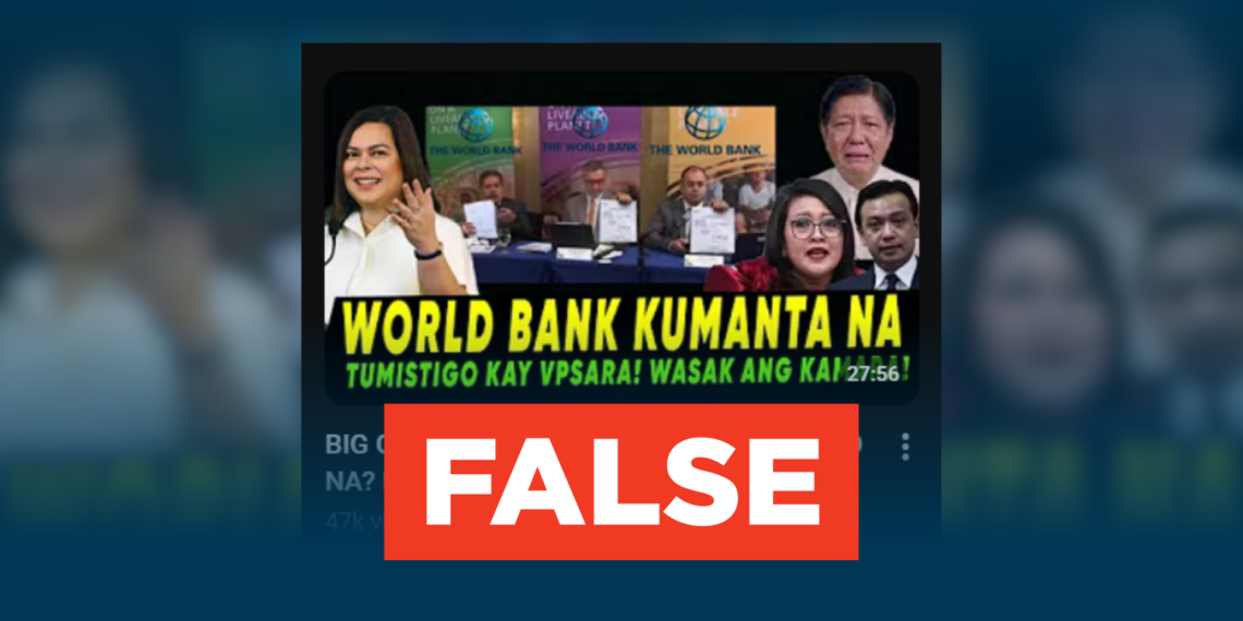 FACT CHECK: The World Bank DID NOT testify in the impeachment proceedings against Vice President Sara Duterte.