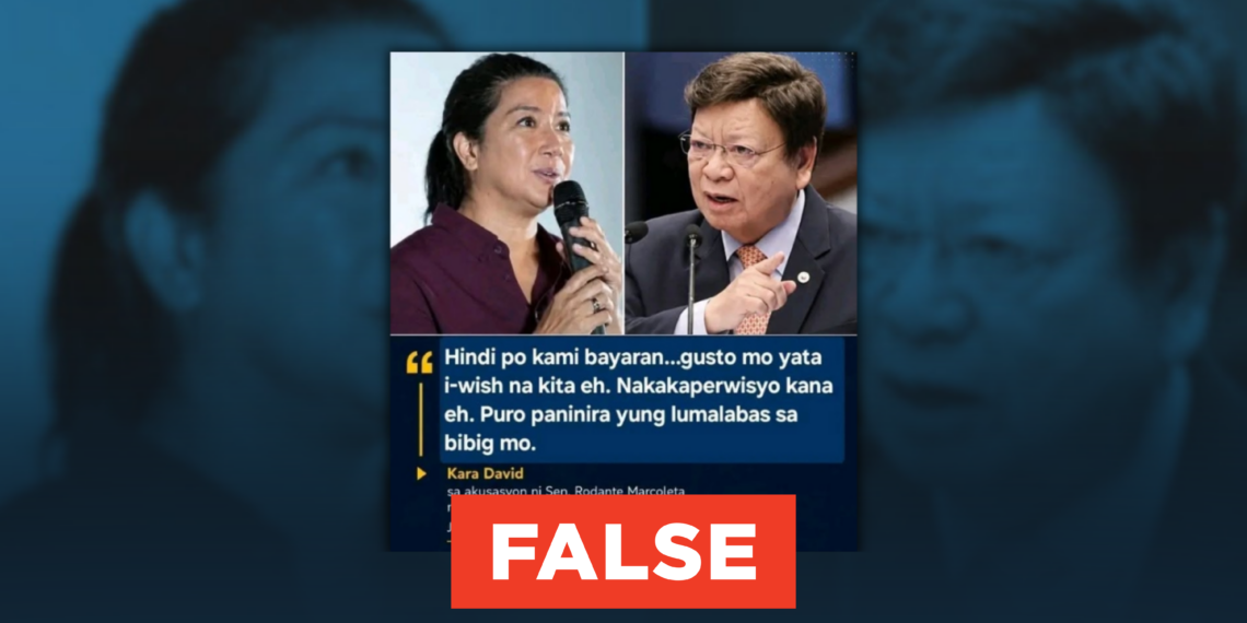 FACT CHECK: Kara David debunks viral quote card linked to Sen. Marcoleta’s media claims
