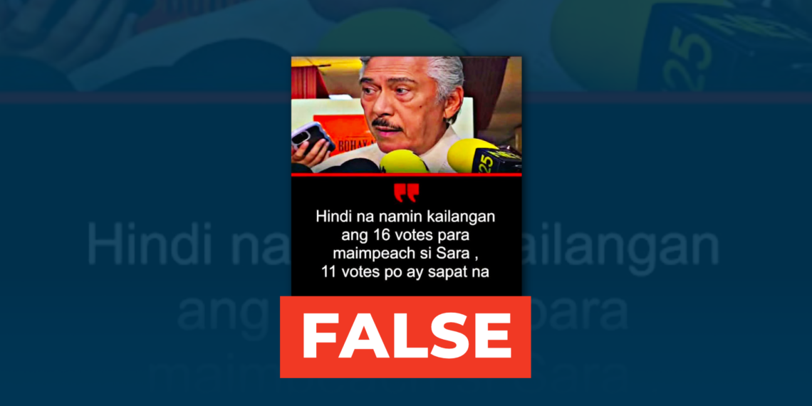 FACT CHECK: Senate Pro Tempore Tito Sotto did not claim 11 votes are enough to convict VP