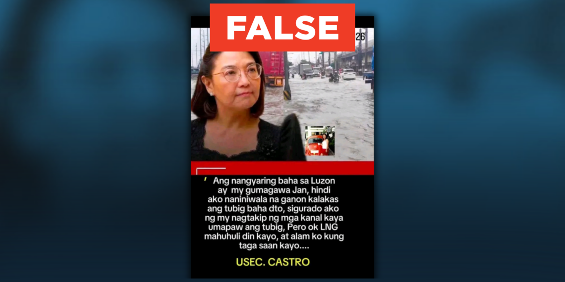 Fact check: USEC Castro allegedly said that flooding was caused by people intentionally blocking canals