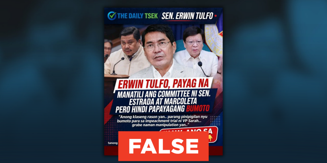 Fact Check: Sen. Erwin Tulfo Called the Detention of Senator Jinggoy Estrada and Rodante Marcoleta a “Manipulation”