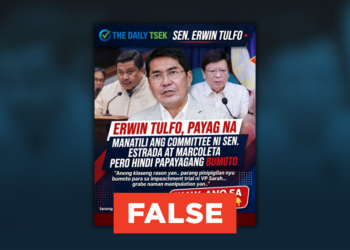 Fact Check: Sen. Erwin Tulfo Called the Detention of Senator Jinggoy Estrada and Rodante Marcoleta a “Manipulation”