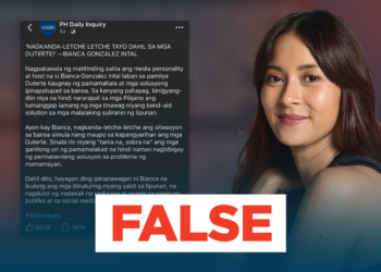 FACT CHECK: Viral post falsely claims Bianca Gonzalez blamed the Dutertes for the country’s problems